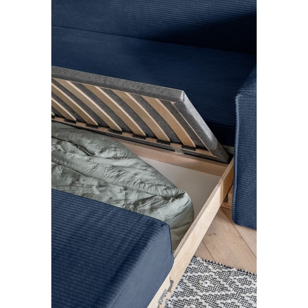 Tumši zils izvelkamais dīvāns 168 cm Lucky Lucy – Miuform-image-4