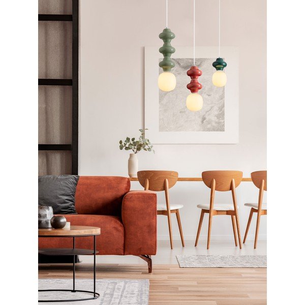 Balta/gaiši zaļa keramikas piekaramā lampa ar stikla abažūru ø 18 cm Clio – Nova Luce-image-2