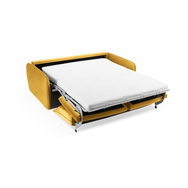 Sinepju dzeltens samta izvelkamais dīvāns 214 cm Vienna – Cosmopolitan Design-image-4