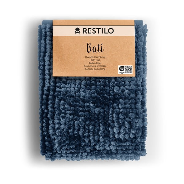 Tumši zils vannas istabas paklājiņš AmeliaHome Bati, 50 x 70 cm