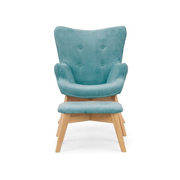 Tirkīzzils velveta atpūtas krēsls ar kāju balstu Niko – Ropez-image-3