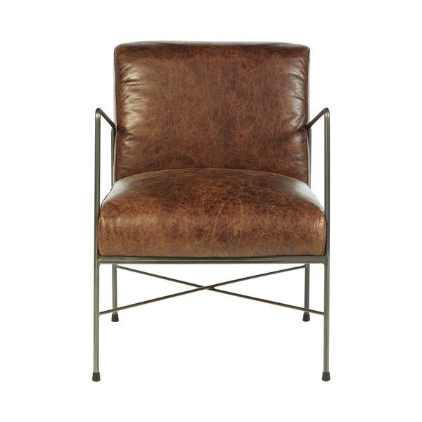 Brūns ādas atpūtas krēsls Hoxton – Premier Housewares-image-2