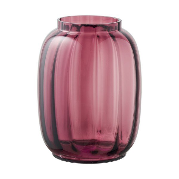 Sarkana stikla rokām darināta vāze (augstums 21 cm) – House Nordic