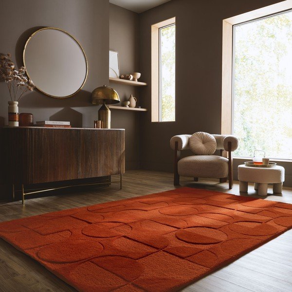 Terakotas oranžs ar rokām darināts vilnas paklājs 160x230 cm Gigi – Flair Rugs-image-1