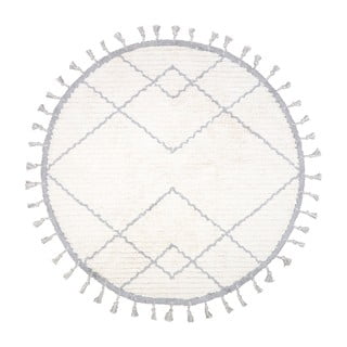 Balti pelēks ar rokām darināts kokvilnas paklājs Nattiot Come, ø 120 cm