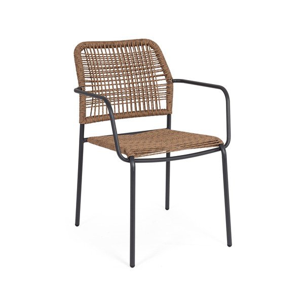 Tumši pelēks/dabīga toņa metāla dārza krēsls Jable – Bizzotto