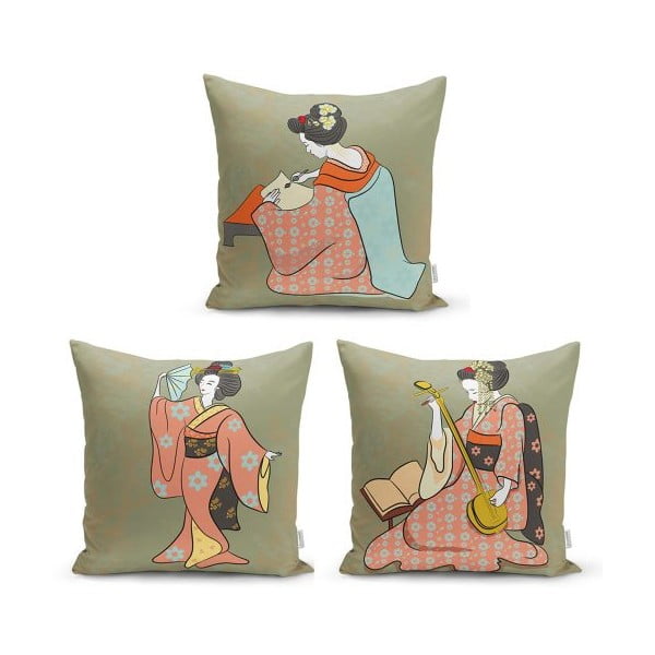 3 dekoratīvo spilvendrānu komplekts Minimalist Cushion Covers Ethnic Eastern, 45 x 45 cm