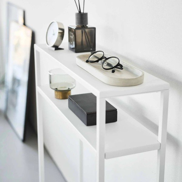 Balts metāla konsoles galds 18x60 cm Tower – YAMAZAKI-image-2