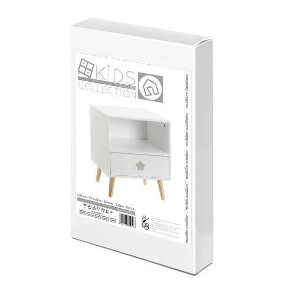 Balts bērnu naktsskapītis ar plauktiem – Casa Selección-image-4