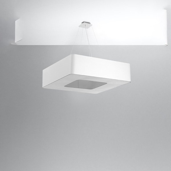 Balta piekaramā lampa ar stikla/auduma abažūru Piano – Sollux-image-2