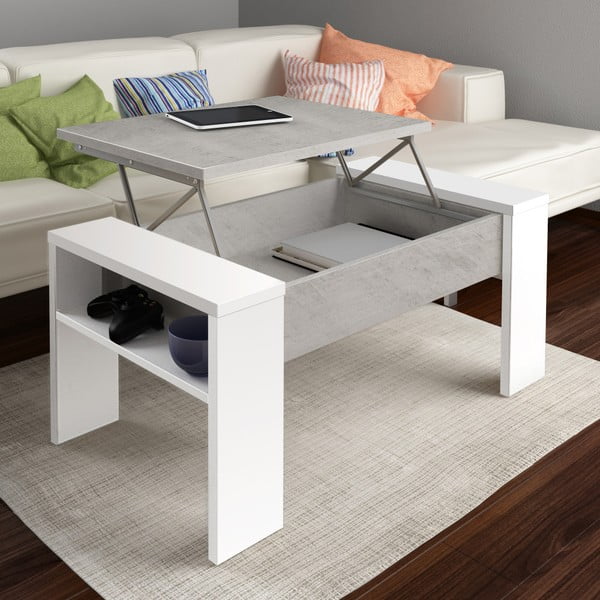 Pelēks un balts kafijas galdiņš ar uzglabāšanas vietu Tomasucci James-image-1