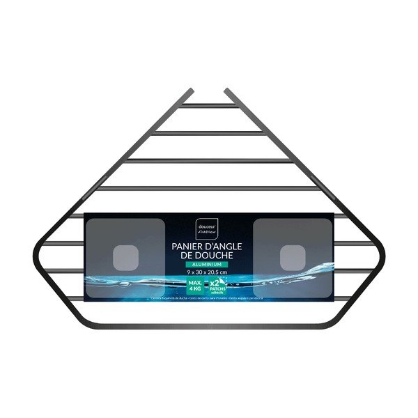 Matēti melns alumīnija vannas istabas plaukts ar uzstādīšanu bez urbšanas/stūra Filaire Aluminium – douceur d'intérieur-image-2