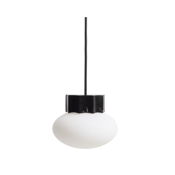 Balta/melna metāla piekaramā lampa ar stikla abažūru ø 15 cm Idela – Kave Home