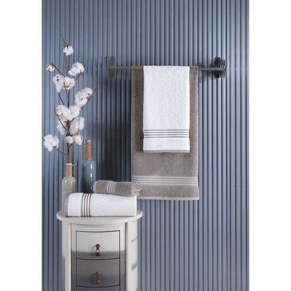 Krēmkrāsas/pelēkbrūni kokvilnas dvieļu komplekts (4 gab.) – Mila Home-image-2