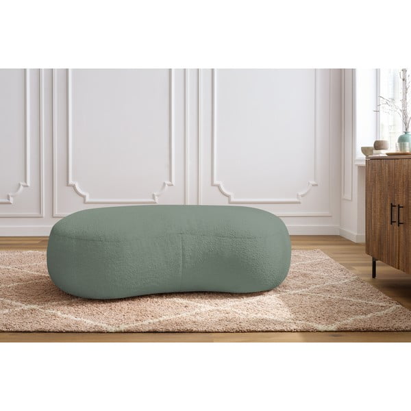 Gaiši zaļš buklē auduma pufs Saint-Germain – Bobochic Paris-image-1