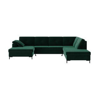 Tumši zaļa samta U-veida dīvāns Ghado Moor, labais stūris