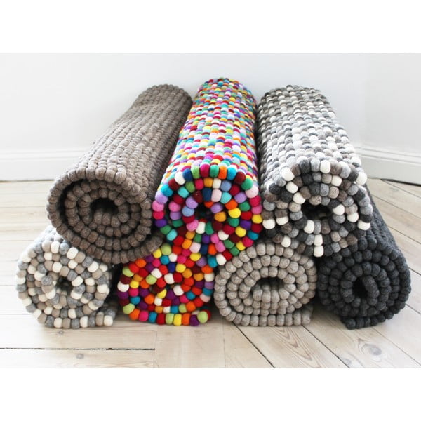 Pelēks un balts vilnas bumbiņu paklājs Wooldot Ball Rugs, 100 x 150 cm-image-2