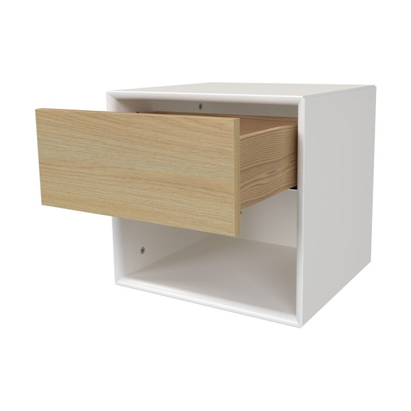 Balts/dabīga toņa naktsskapītis ar ozolkoka imitāciju Alba – Tenzo-image-2