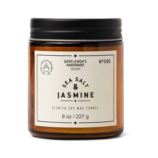 Aromātiskā sojas vaska svece degšanas laiks 48 h Sea Salt & Jasmine – Gentlemen's Hardware