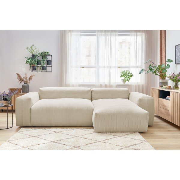 Bēšs velveta stūra dīvāns (labais stūris) Lafayette – Bobochic Paris-image-1