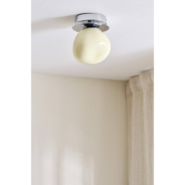 Krēmkrāsas/spīdīgas sudraba krāsas griestu lampa no opāla stikla ø 12 cm Bon – Jotex-image-3
