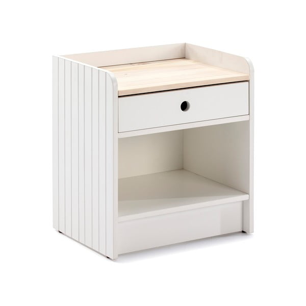 Balts naktsgaldiņš ar priedes koka virsmu Marckeric Monte-image-1