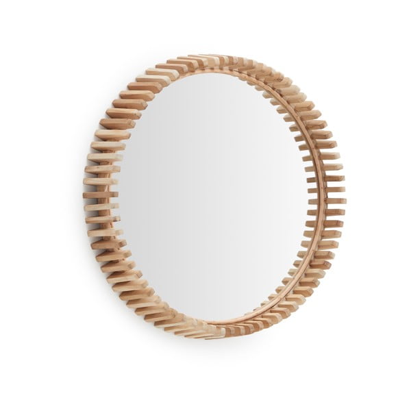 Sienas spogulis ar masīvkoka rāmi ø 60 cm Polke – Kave Home