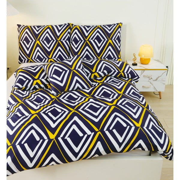 Tumši zila vienguļamā sešdaļīga gultas veļa no mikrosatīna 140x200 cm Dylan – My House-image-3