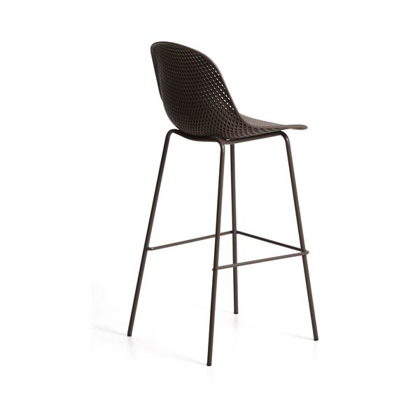 Brūns metāla/plastmasas dārza bāra krēsls Quinby – Kave Home-image-2