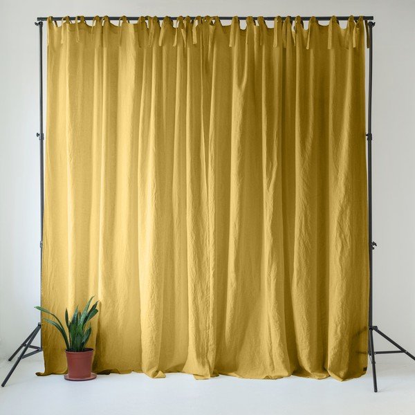 Dzeltens lina aizkars 140x200 cm Lemon Curry – Linen Tales