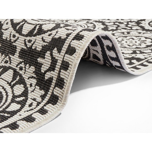 Melns un krēmkrāsas āra paklājs NORTHRUGS Jardin, 80 x 250 cm-image-2