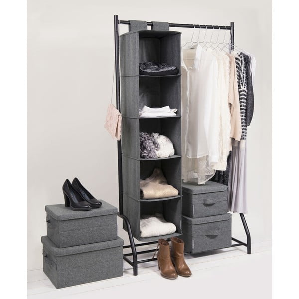 Pelēka tekstila uzglabāšanas kaste ar vāku 35x26x19 cm Soft Storage – Bigso-image-2