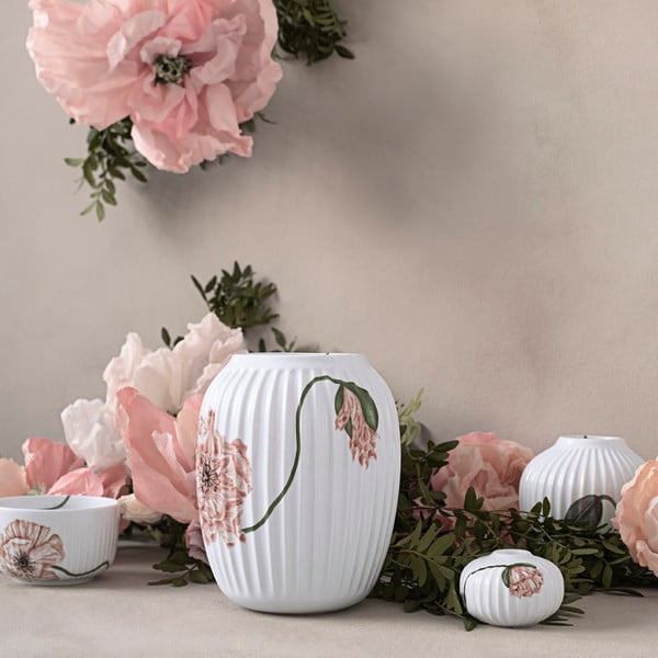 Balta porcelāna vāze Kähler Design Poppy, augstums 21 cm-image-1