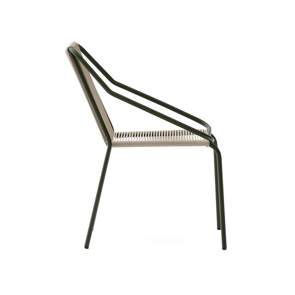 Tumši zaļš/bēšs metāla dārza krēsls Zivia – Kave Home-image-3