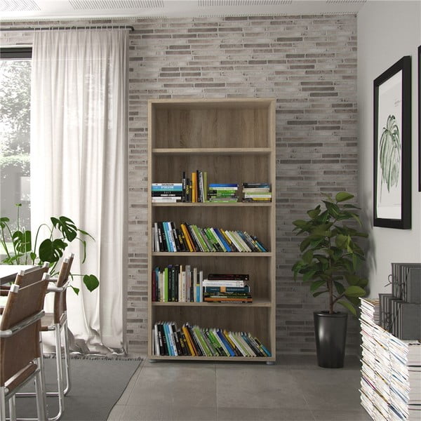 Dabīga toņa modulārais grāmatu plaukts ar ozolkoka imitāciju 89x189 cm Prima – Tvilum-image-1