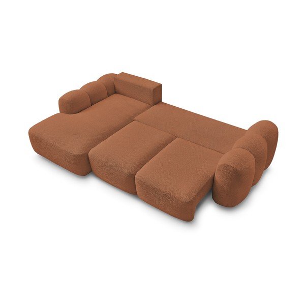 Oranžs salokāms stūra dīvāns ar uzglabāšanas vietu no buklē auduma (ar kreiso stūri/ar zvilni) Montaigne – Bobochic Paris-image-4