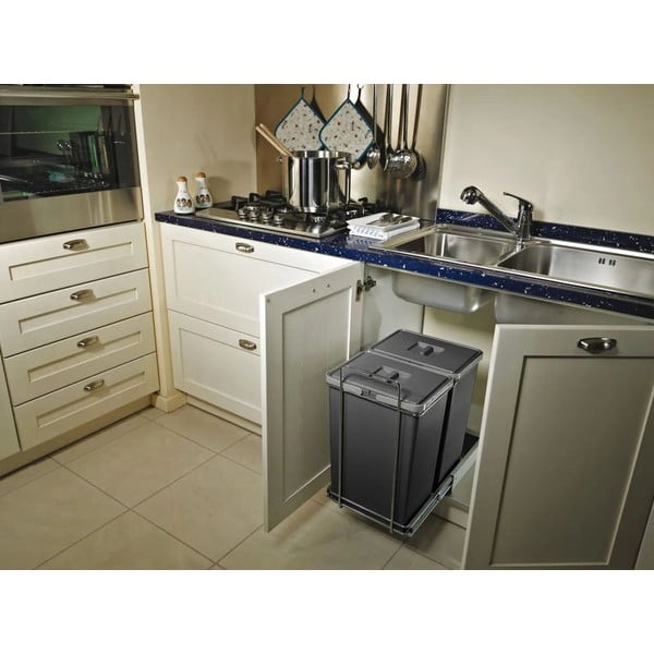 Plastmasas atkritumu tvertne šķirotiem atkritumiem/iebūvēta 24 + 24 l Ecofil – Elletipi-image-1