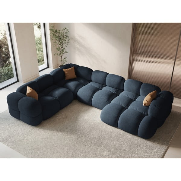 Tumši zils stūra dīvāns (ar kreiso stūri/U veida) Loretto – Cosmopolitan Design-image-1