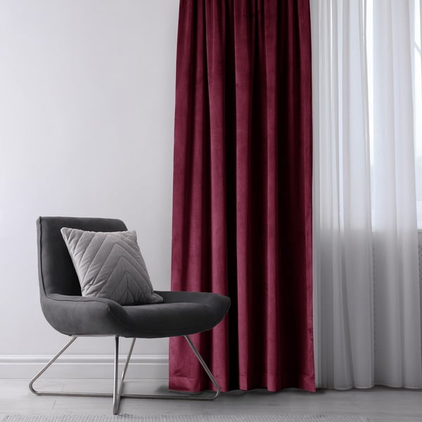 Bordo samta daļēji gaismu necaurlaidīgs aizkars 140x270 cm Eyelets – Restilo-image-1