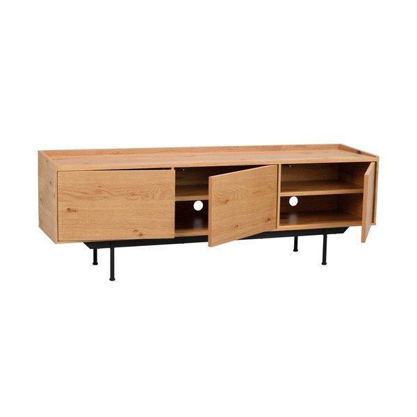TV galdiņš ar ozolkoka imitāciju dabīgā tonī 160x56 cm Brewerton – Rowico-image-3