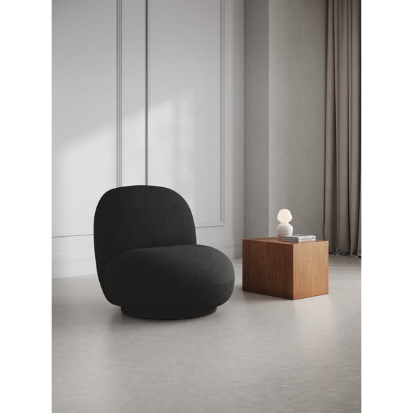 Melns atpūtas krēsls no buklē auduma Chuck – Micadoni Home-image-1