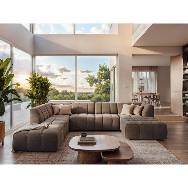 Zaļš stūra dīvāns no buklē auduma (ar labo stūri/ar zvilni) Aloha – Makamii-image-1