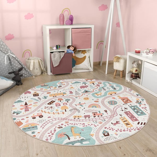 Mazgājams bērnu rotaļu paklājs ø150 cm Furry World – Mila Home-image-4