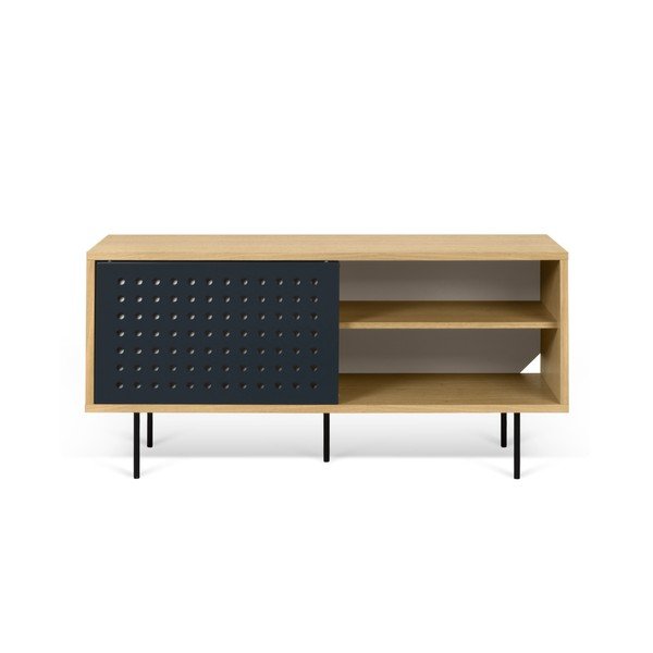 TV kumode ar ozolkoka dekoru un melnām un baltām detaļām TemaHome Dann Dots, garums 135 cm-image-4