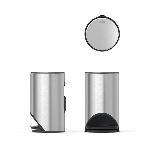 Spīdīgas sudraba krāsas nerūsējošā tērauda atkritumu tvertne ar pedāli 10 l Arc – Joseph Joseph-image-3