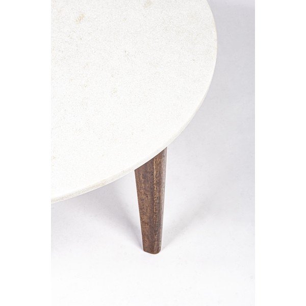 Balts/dabīga toņa apaļš žurnālgaldiņš ar marmora virsmu ø 60 cm Sylvester – Bizzotto-image-3