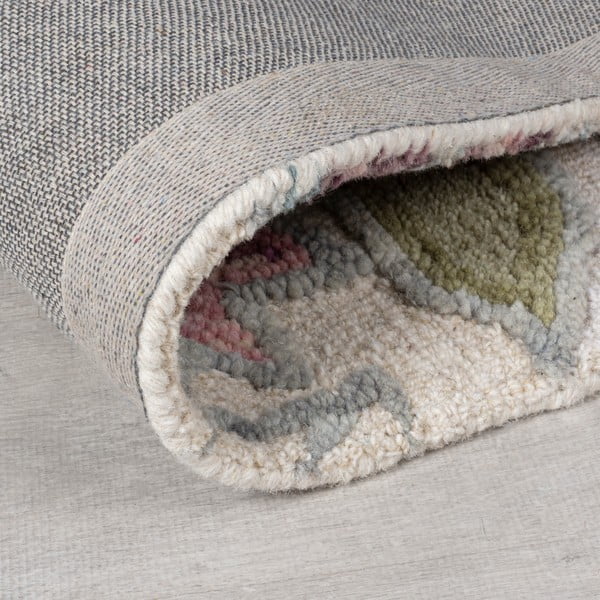 Krēmkrāsas ar rokām darināts vilnas paklājs 160x230 cm Tania Floral – Flair Rugs-image-3