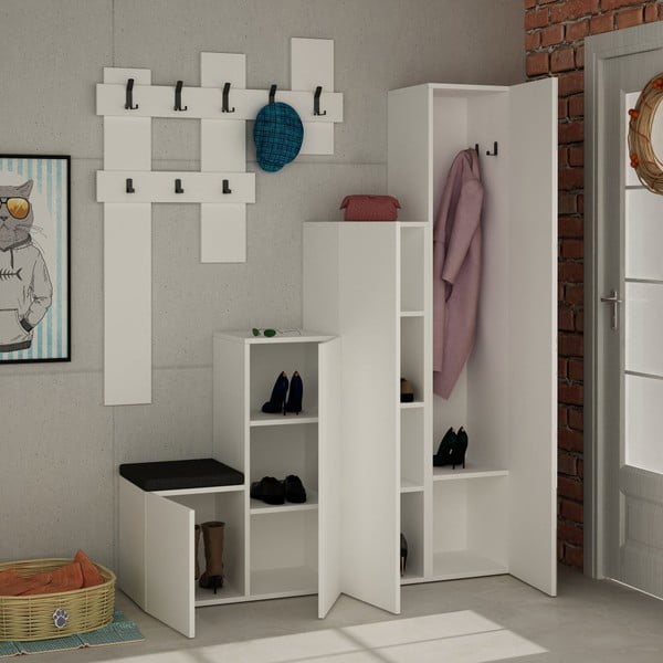 Homitis Up balts skapis un sienas pakaramo komplekts-image-1