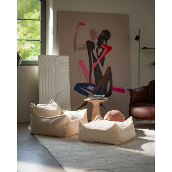 Krēmkrāsas bērnu sēžammaiss no buklē auduma Chair – Wigiwama-image-4