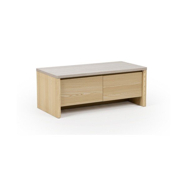 Balts/gaiša dabīga toņa žurnālgaldiņš ar ozolkoka imitāciju 40x100 cm Dore – Marckeric